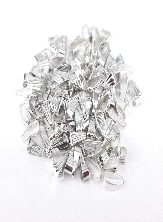 Excellentcrafts Metal Pinch Pendant Hooks for Necklace Jewellery Making (Small, Silver) - Image 1